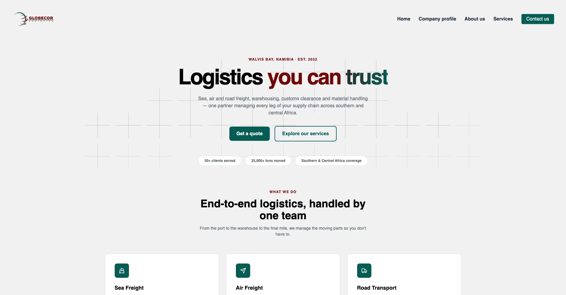 Globecor Logistics screenshot